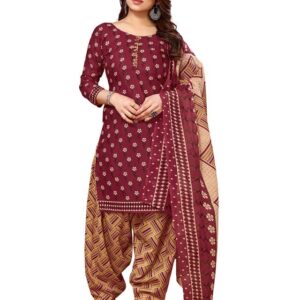 Women's Poly Cotton Printed Unstitched Salwar Suit Material With Poly Cotton Dupatta