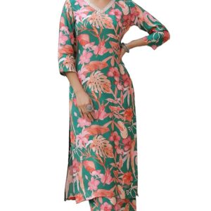 Women's  Printed Straight Kurta with Palazzo