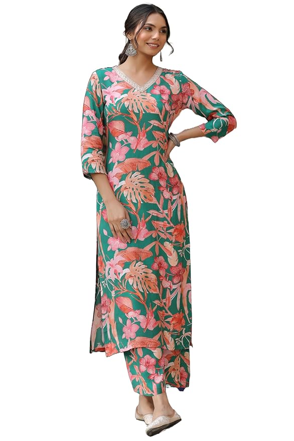 Women's Printed Straight Kurta with Palazzo