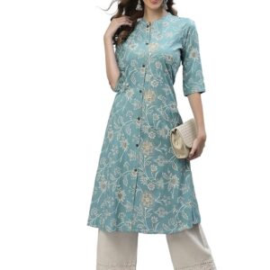 Women's Floral Print Rayon A-Line Kurta