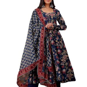 Women Printed Anarkali Kurta and Pant with Dupatta