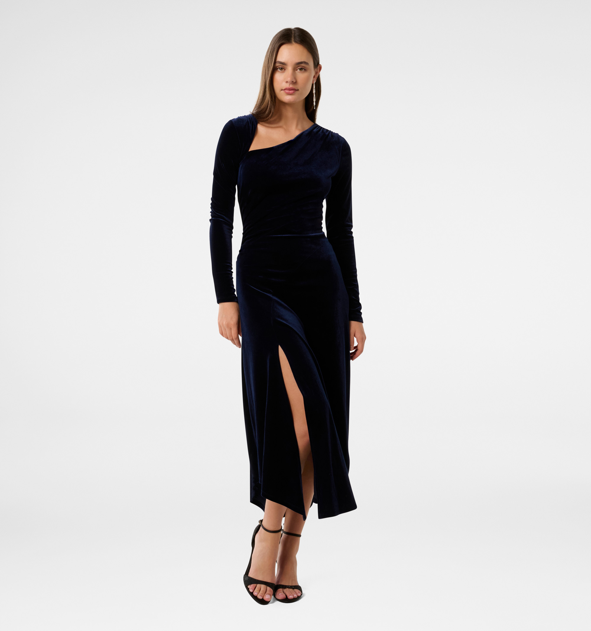 Sawyer Asym Velvet Drape Dress